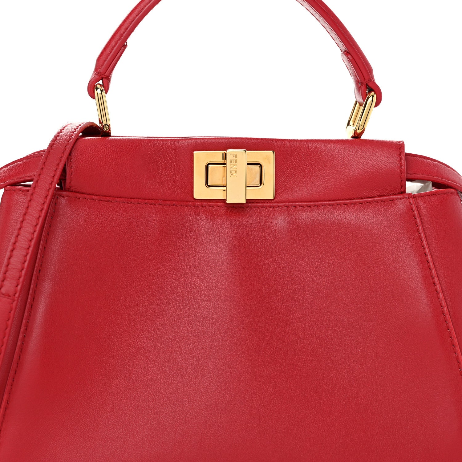 Fendi Nappa Mini Peekaboo Iconic Satchel Amarena 8 of 10