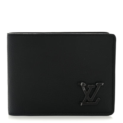 Louis Vuitton Grained Calfskin Aerogram Multiple Wallet Black 1 of 7