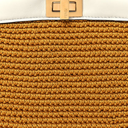 Fendi Fabric Crochet Nappa Mini Peekaboo Iconic Satchel Mimosa White 8 of 10