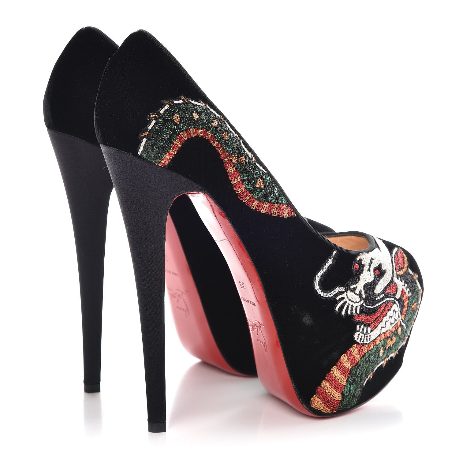 Christian Louboutin Velvet Dragon Tattoo Highness 160 Pumps 39 Black 4 of 21