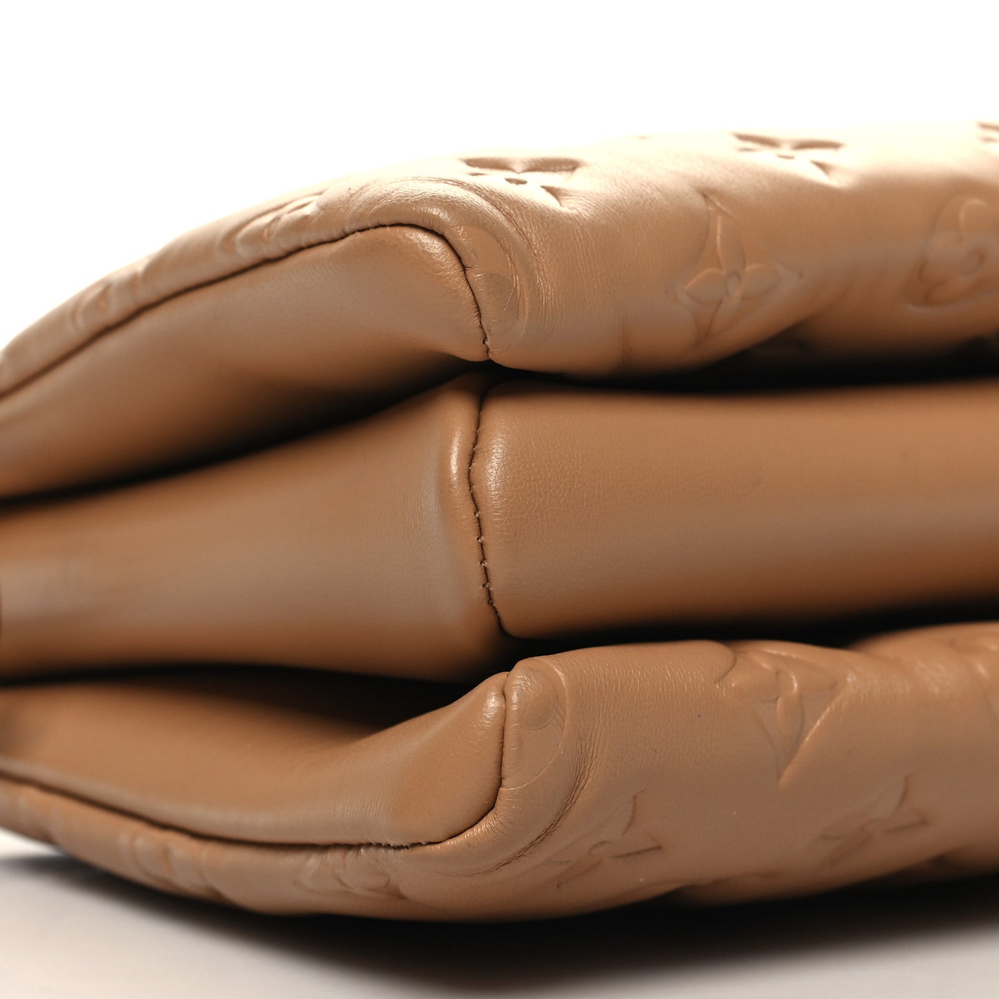 Lambskin Embossed Monogram Coussin PM Camel