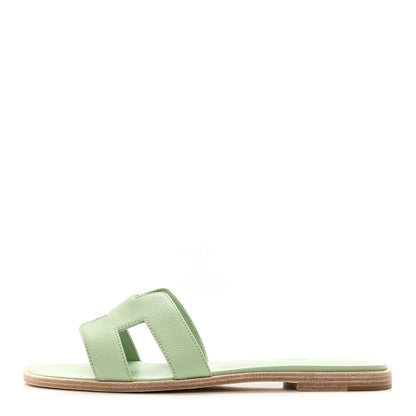 Hermes Epsom Oran Sandals 38.5 Vert Jade 1 of 8