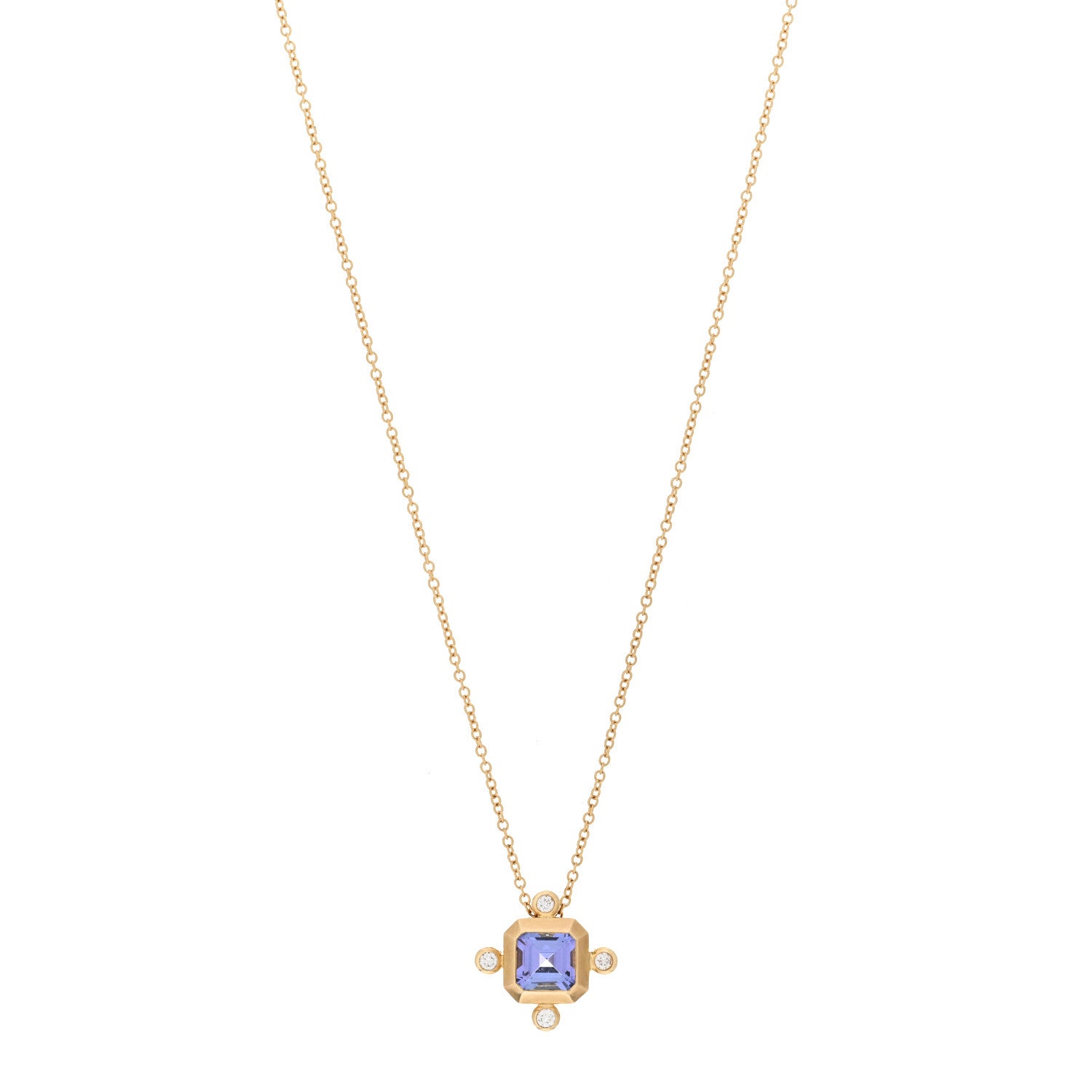David Yurman 18K Yellow Gold Diamond Tanzanite Novella Pendant Necklace 1 of 4