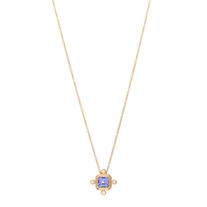 David Yurman 18K Yellow Gold Diamond Tanzanite Novella Pendant Necklace 1 of 4