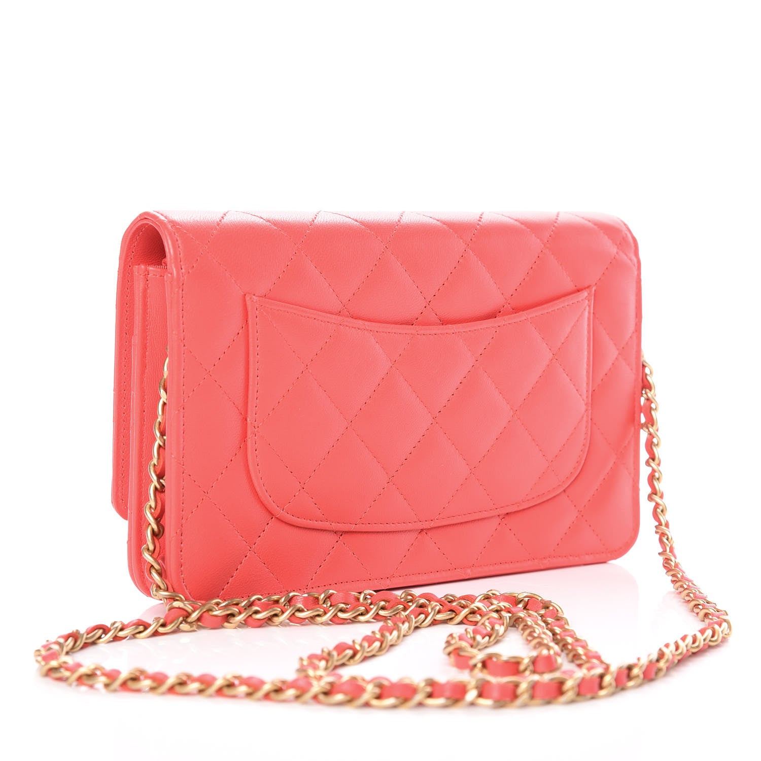 Chanel Lambskin Quilted Wallet On Chain WOC Red 3 of 11