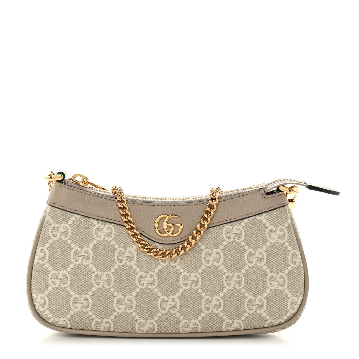 Gucci GG Supreme Monogram Textured Dollar Calfskin Web Mini Ophidia GG Handbag Beige Mystic White Oatmeal 1 of 11