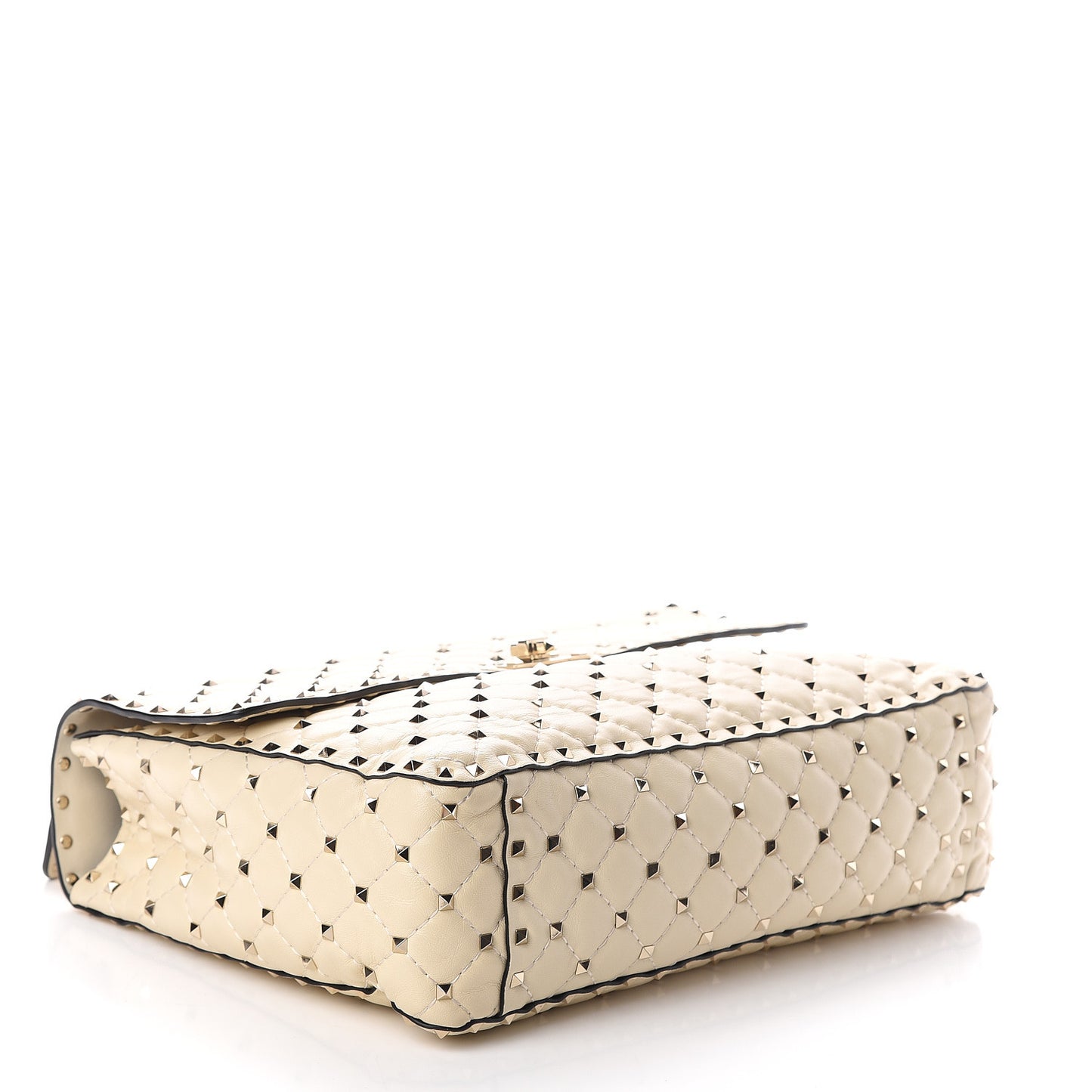 Nappa Maxi Rockstud Spike Shoulder Bag Light Ivory