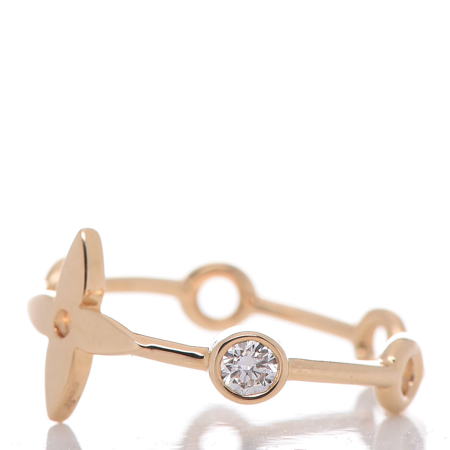 18K Gold Diamond Monogram Idylle Blossom Ring Set 48 4.5