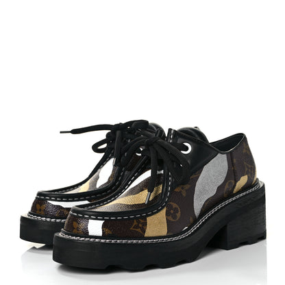 Louis Vuitton X LOL Monogram Calfskin Beaubourg Platform Derby Shoes 36 Gold Silver 3 of 9