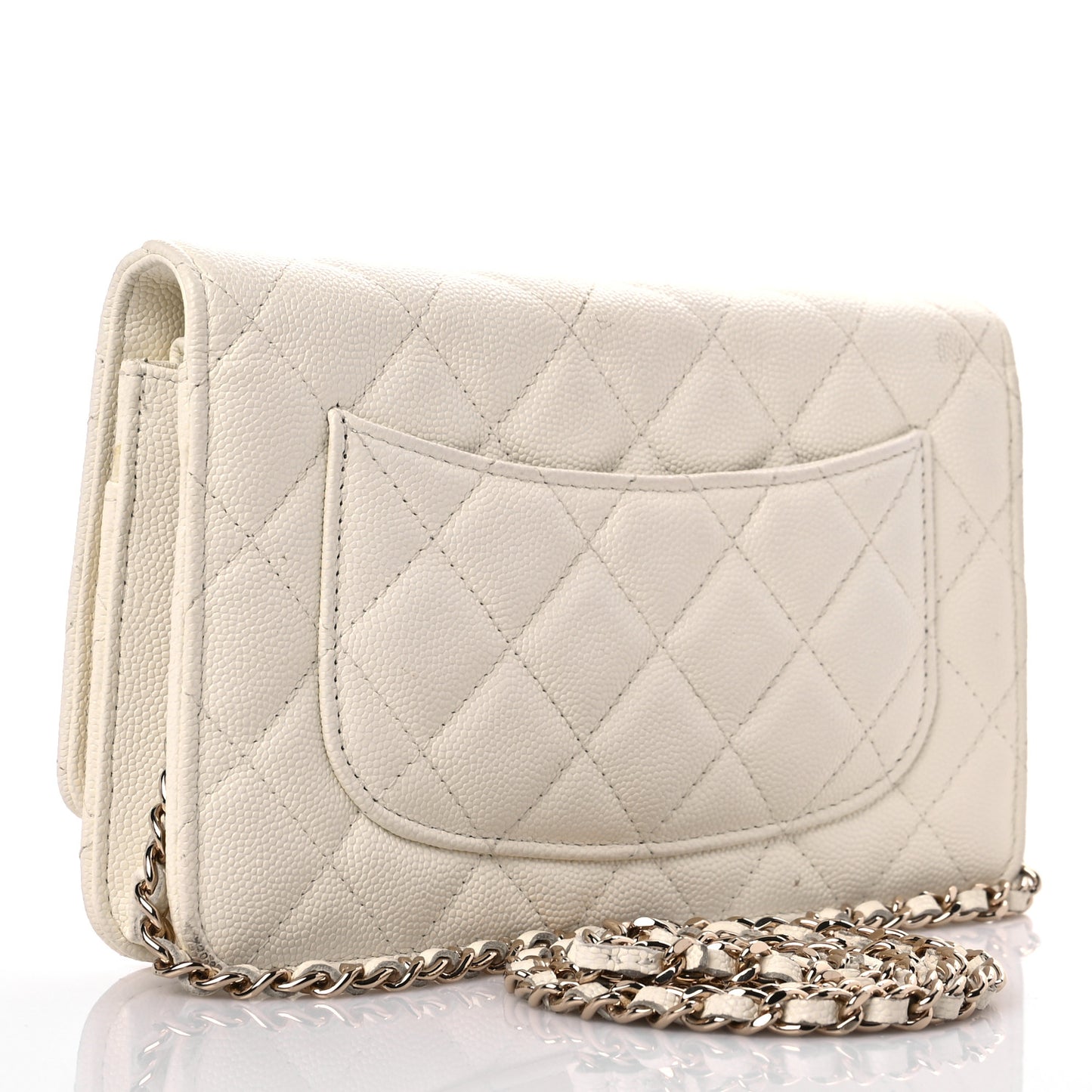 Caviar Quilted Wallet On Chain WOC White