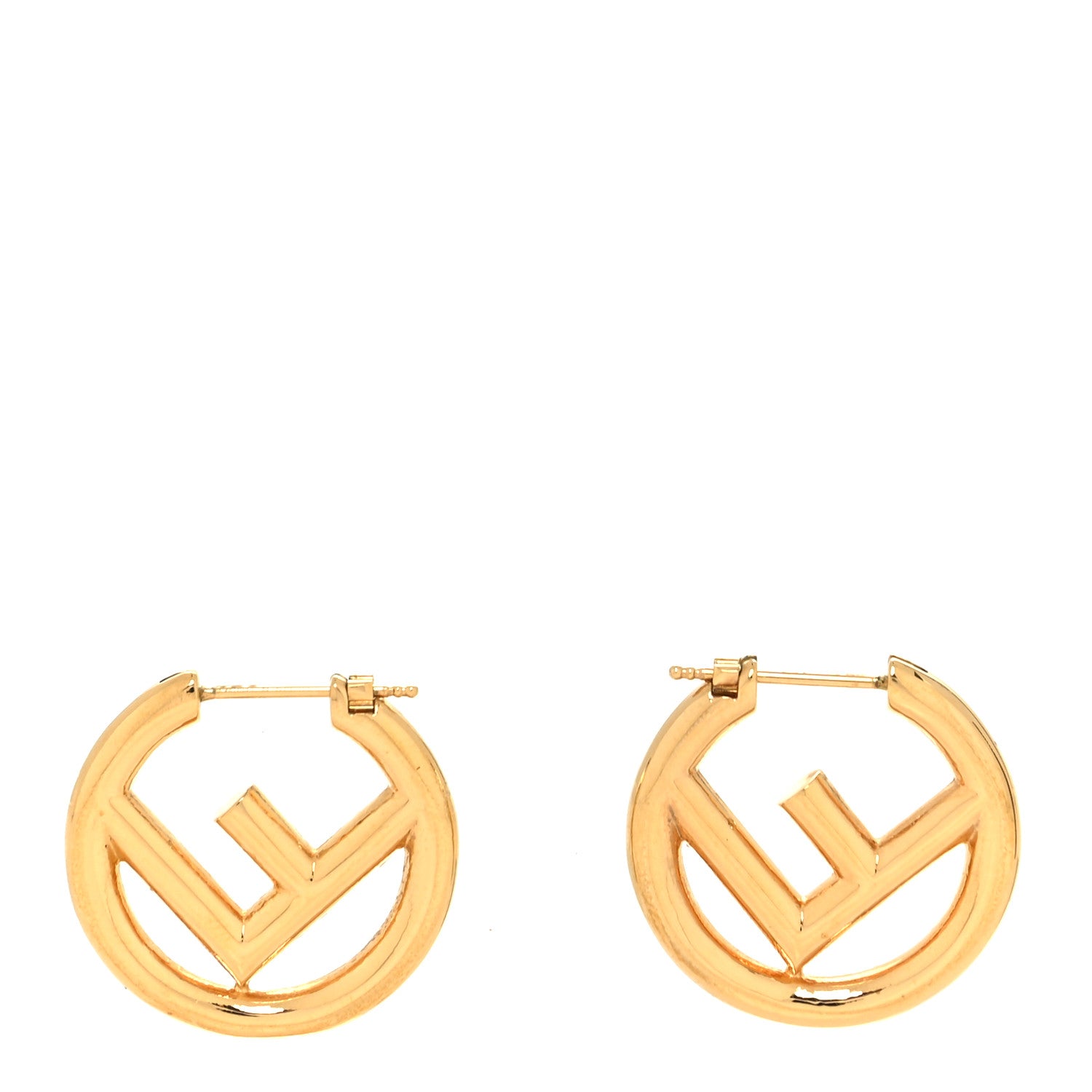 Fendi Metal FF Hoop Earrings Gold 1 of 5