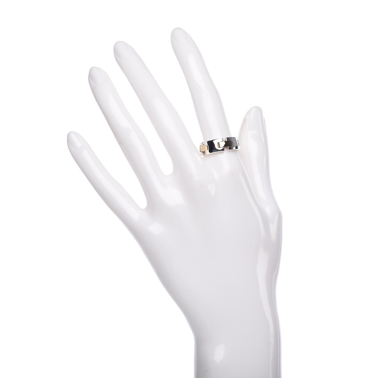 Tiffany Sterling Silver 18K Yellow Gold Link Ring 53 6.5 2 of 4