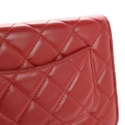 Chanel Lambskin Quilted Wallet On Chain WOC Red 15 of 18
