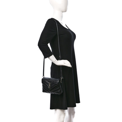 Saint Laurent Calfskin Y Quilted Monogram Toy Loulou Crossbody Bag Black 2 of 9