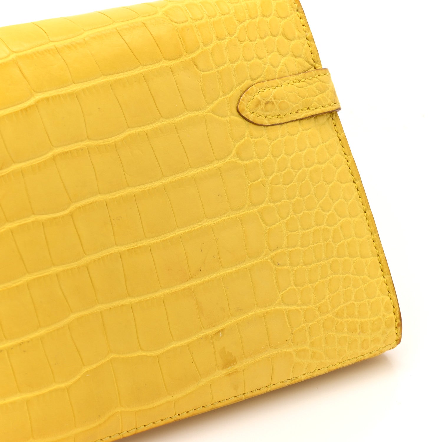 Hermes Matte Alligator Kelly Longue Wallet Mimosa 1843605