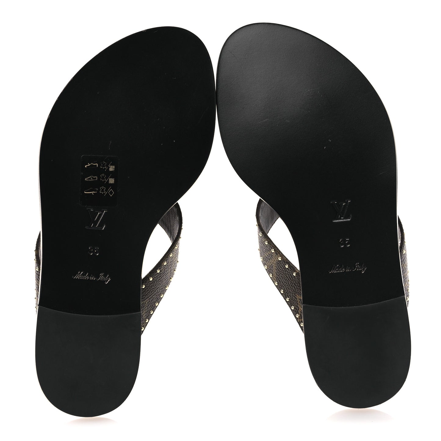 Monogram Sunny Flat Thong Sandals 35 Brown