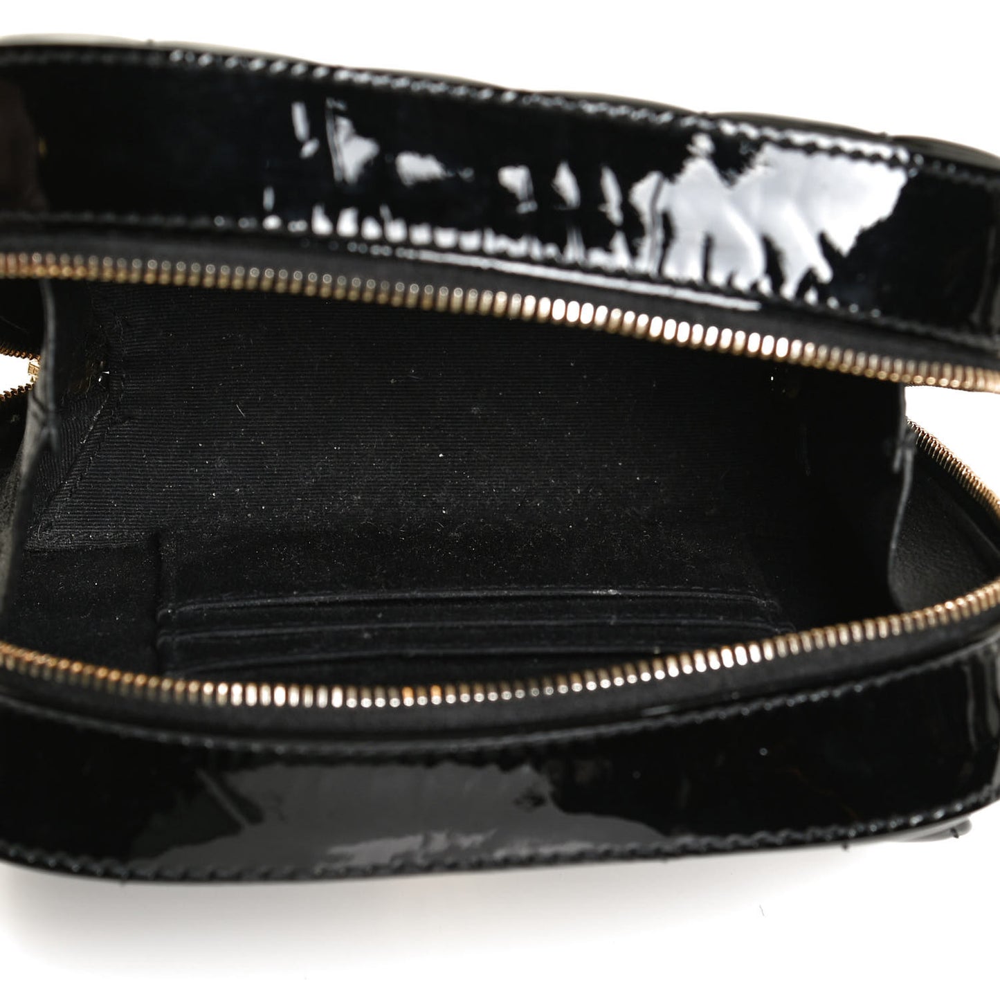 Patent Calfskin Matelasse Monogram Small Vicky Chain Bag Black