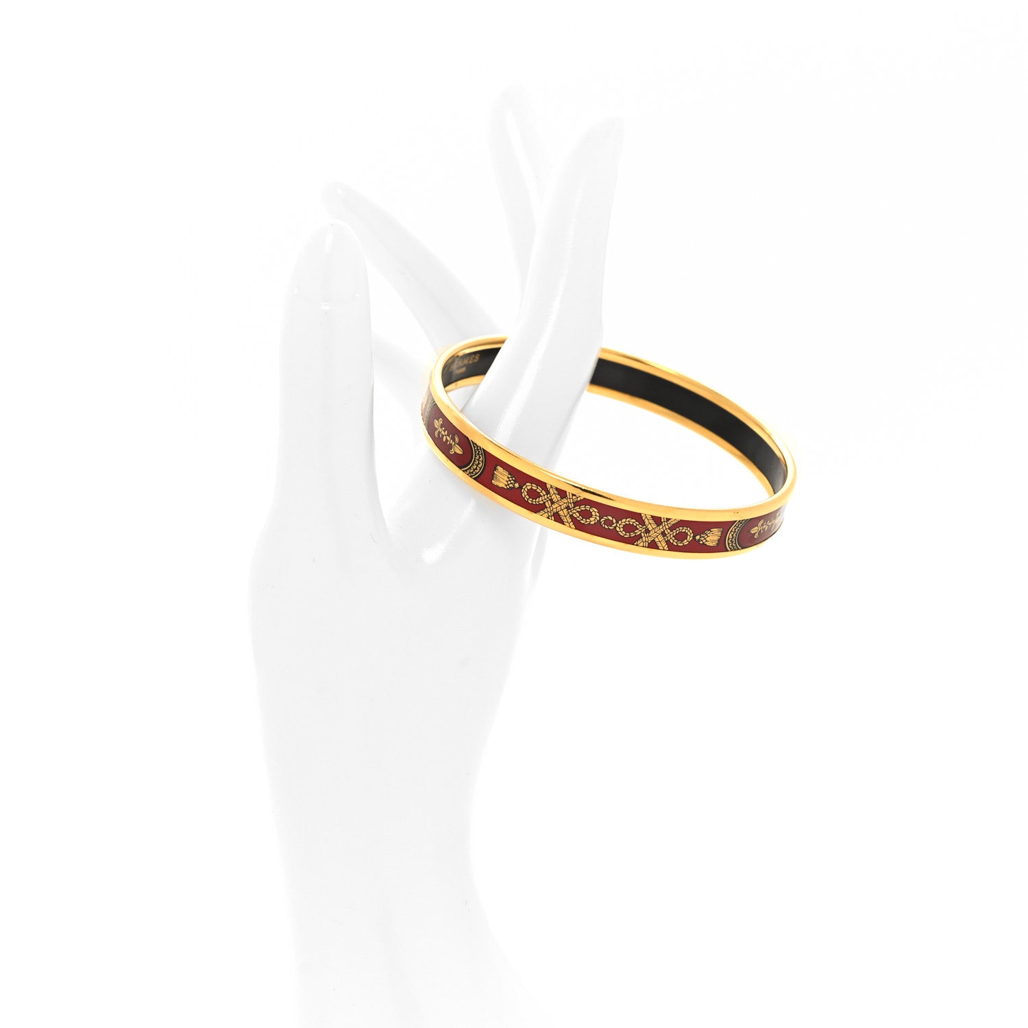 Hermes Enamel Printed Narrow Grand Apparat Bracelet 70 Rouge 2 of 6