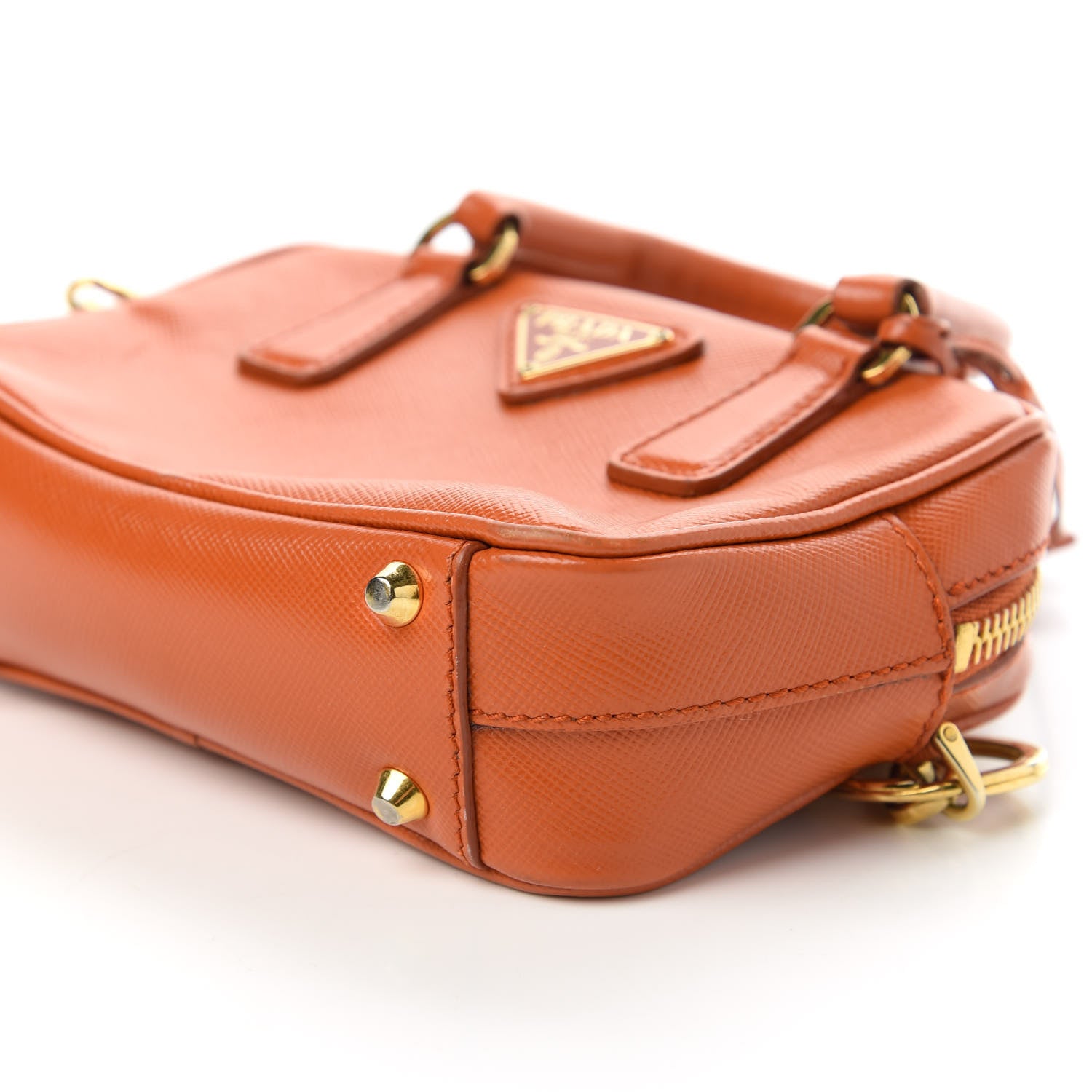 Prada Saffiano Lux Mini Top Handle Crossbody Bag Papaya 7 of 11