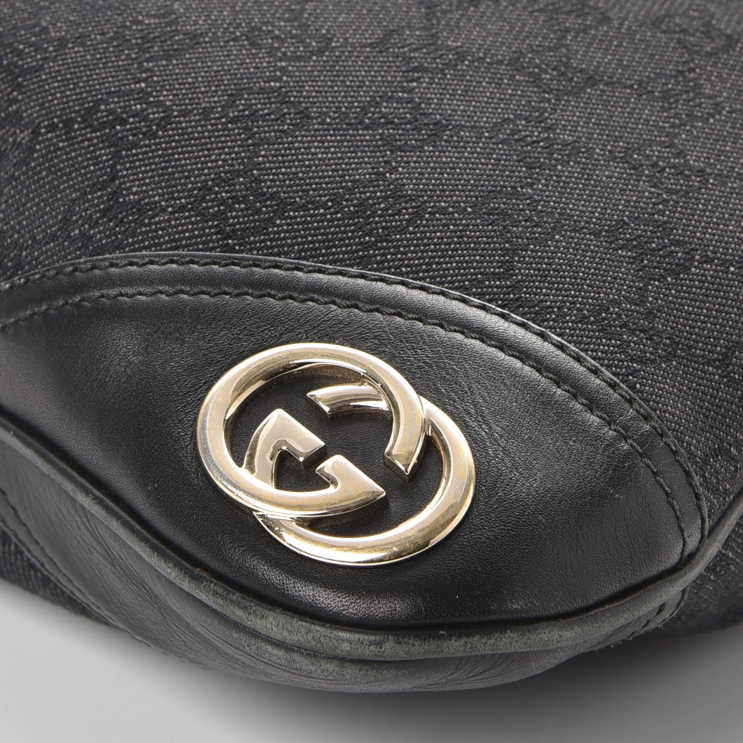 Gucci Denim Monogram Medium New Britt Hobo Black 9 of 10