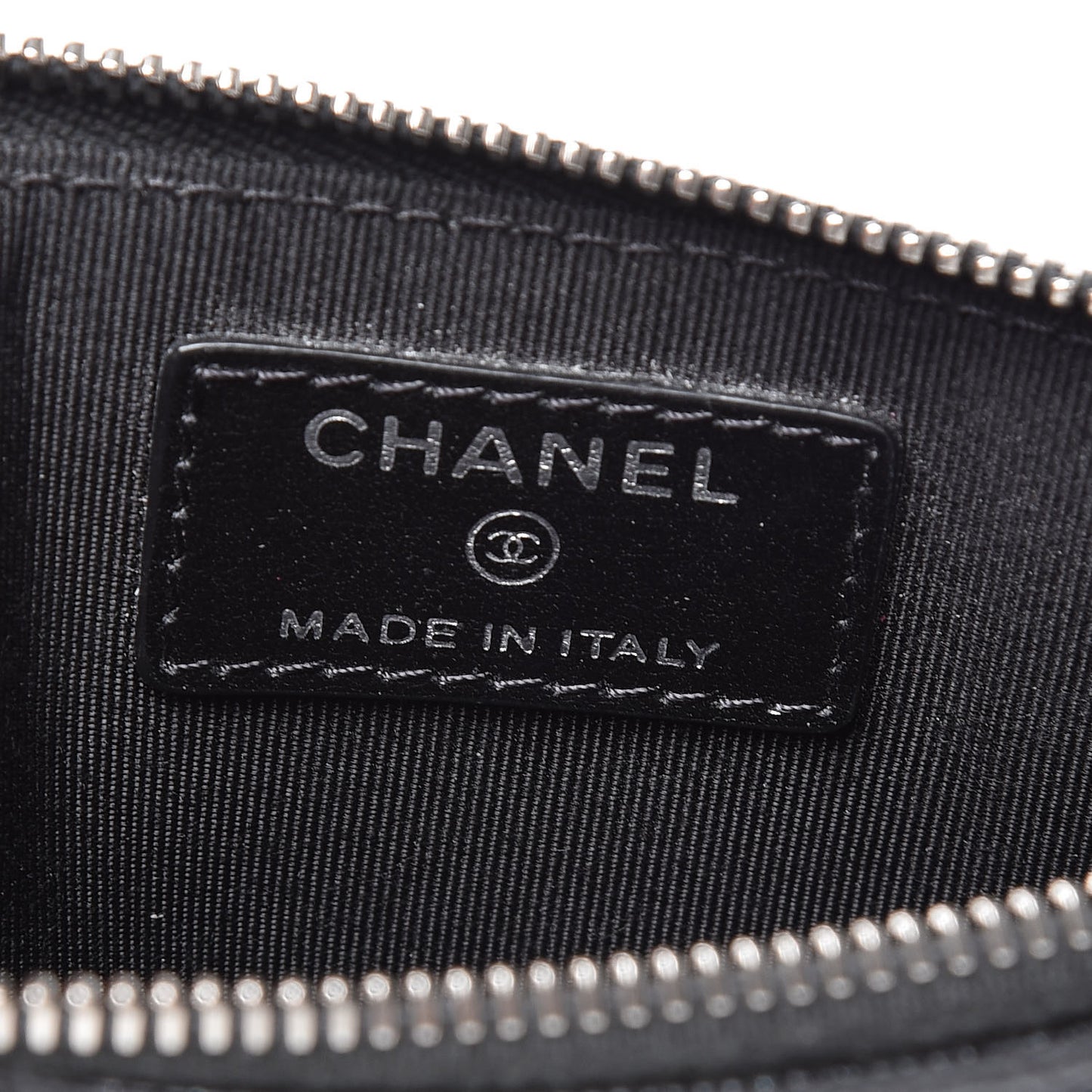 Iridescent Caviar Quilted Classic Zip Pouch Black