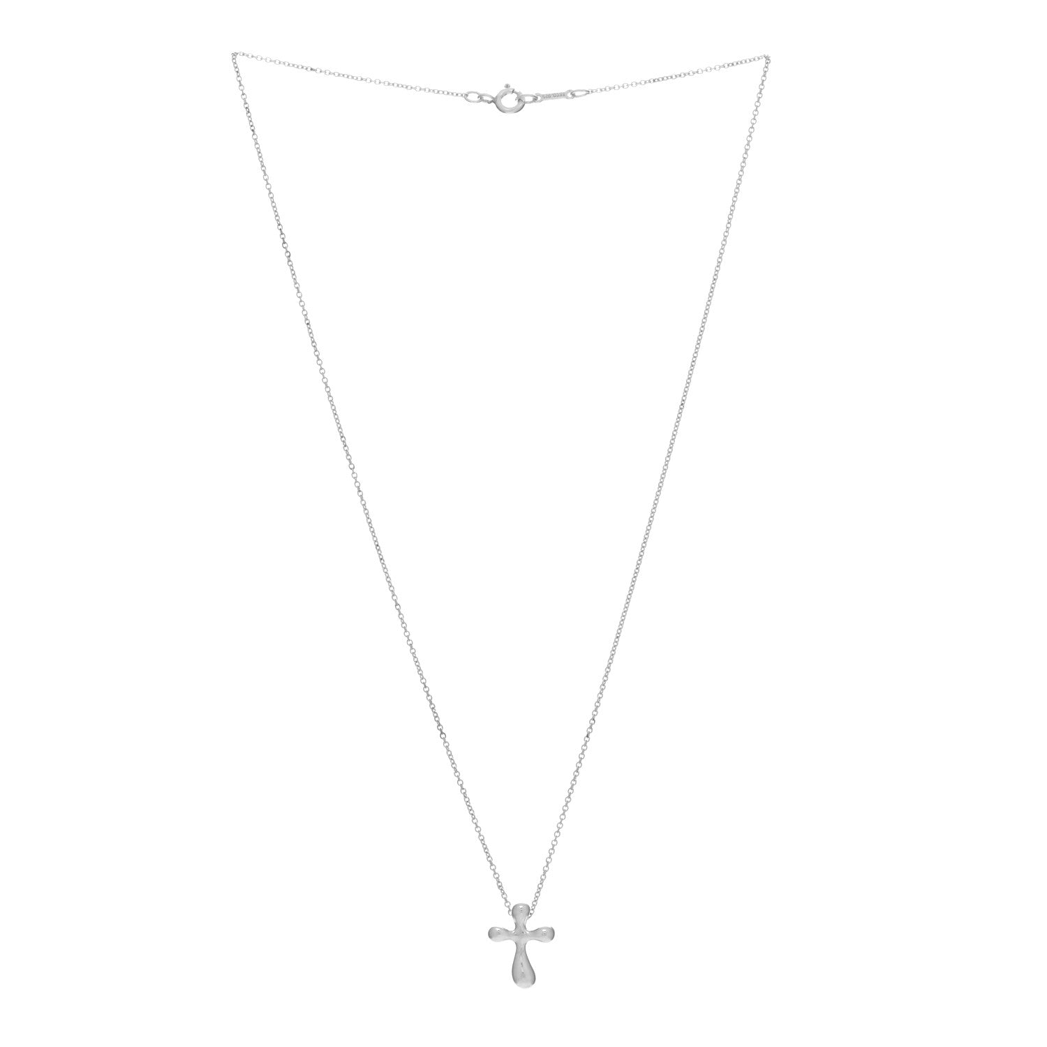 Tiffany Sterling Silver 12mm Elsa Peretti Cross Pendant Necklace 3 of 4