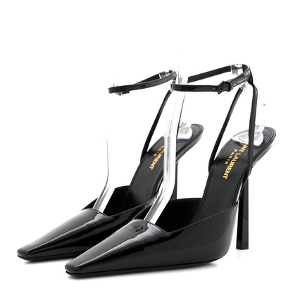 Saint Laurent Patent Calfskin Crystal Anouk Pumps 37.5 Black 4 of 12
