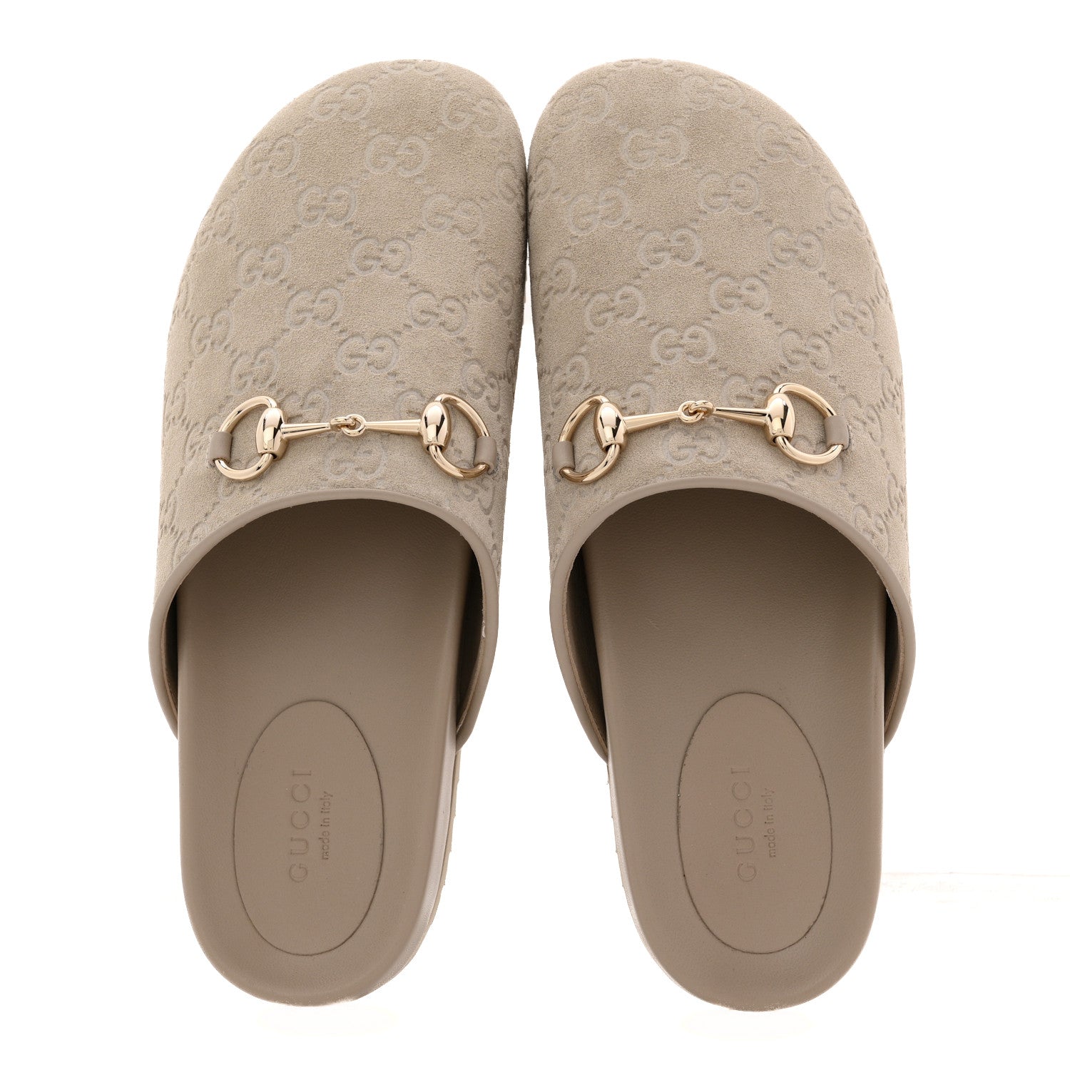 Gucci Suede GG Guccissima Womens Horsebit Mules 38.5 Beige 3 of 22