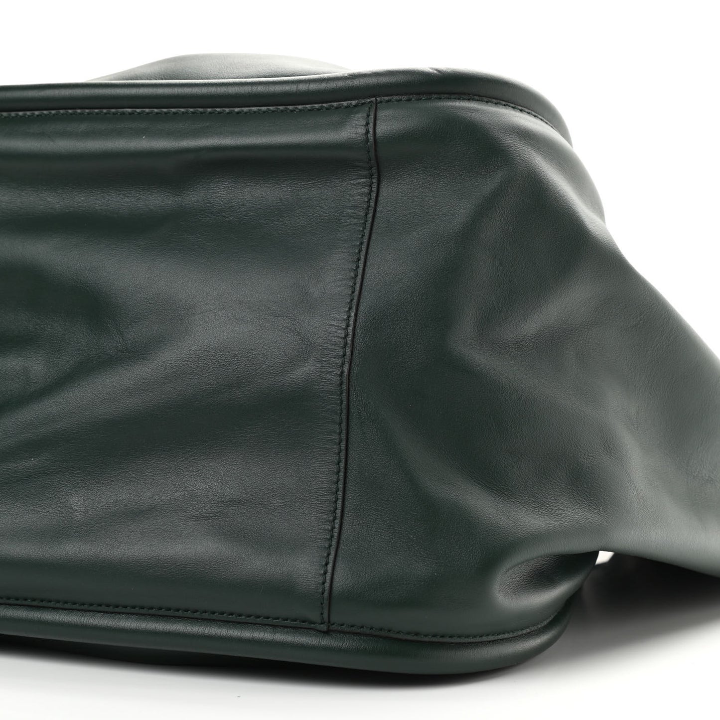 Calfskin XL Ruched Tote Petrol Green