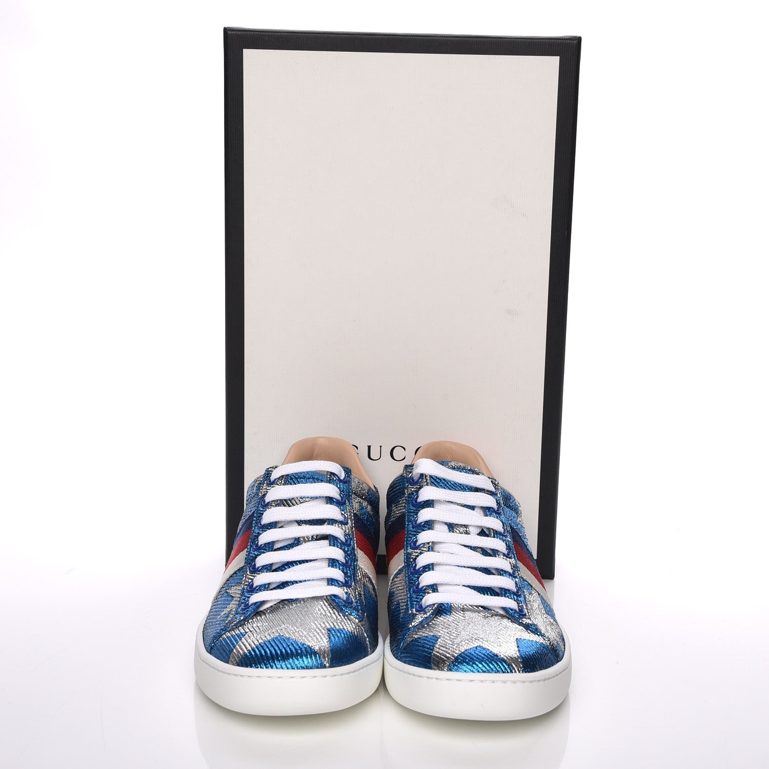 Gucci Lurex Starry Sky Sylvie Web New Ace Sneakers 36 Bluette Silver 9 of 9