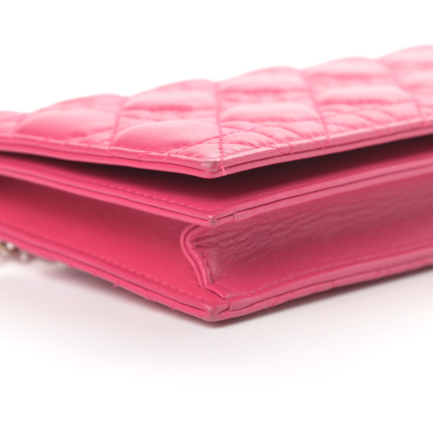 Lambskin Cannage Lady Dior Convertible Clutch Fuchsia