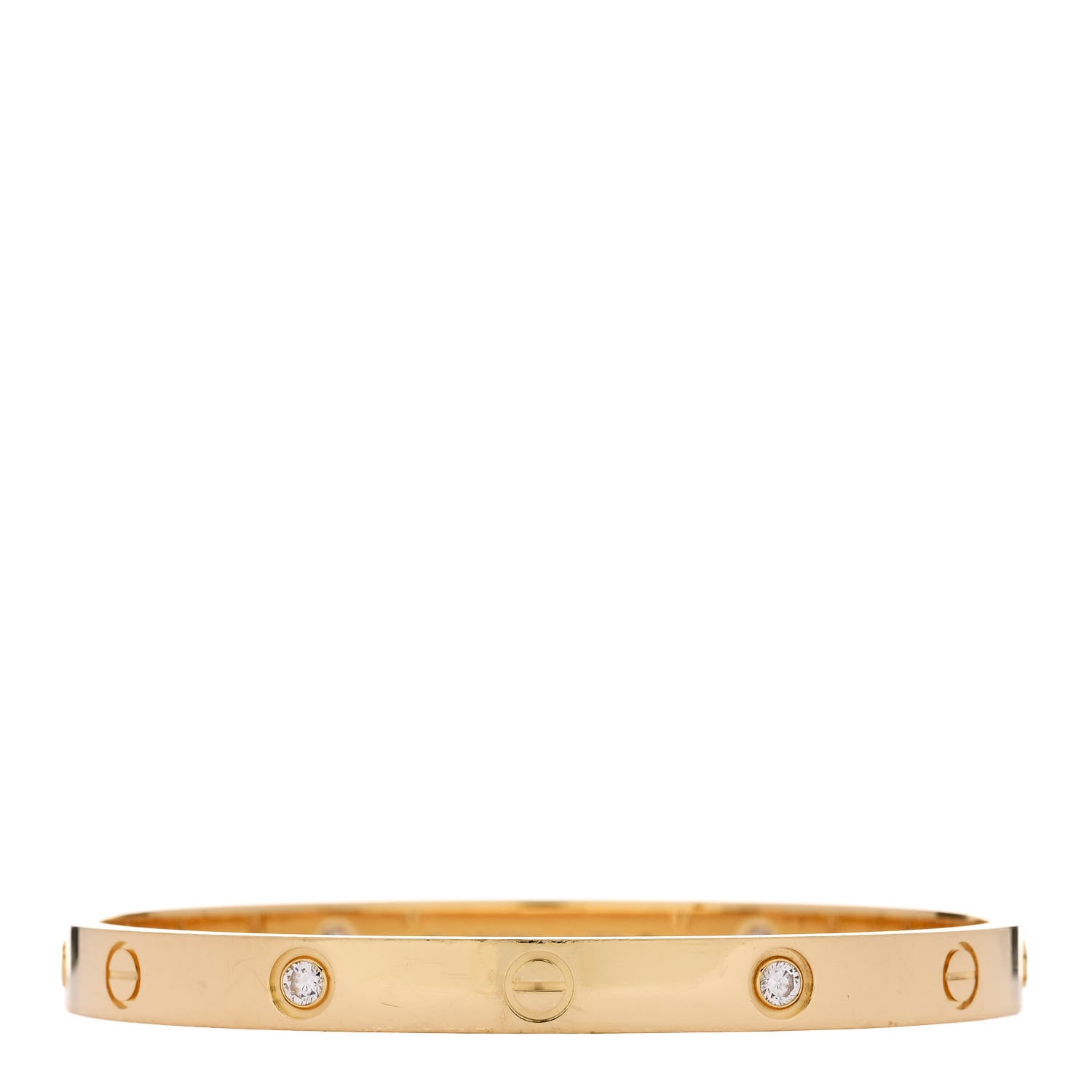 Cartier 18K Yellow Gold 4 Diamond LOVE Bracelet 18 1 of 9