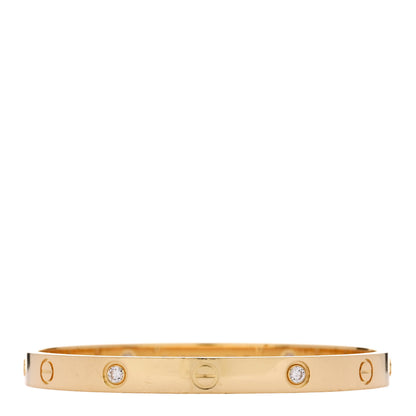 Cartier 18K Yellow Gold 4 Diamond LOVE Bracelet 18 1 of 9