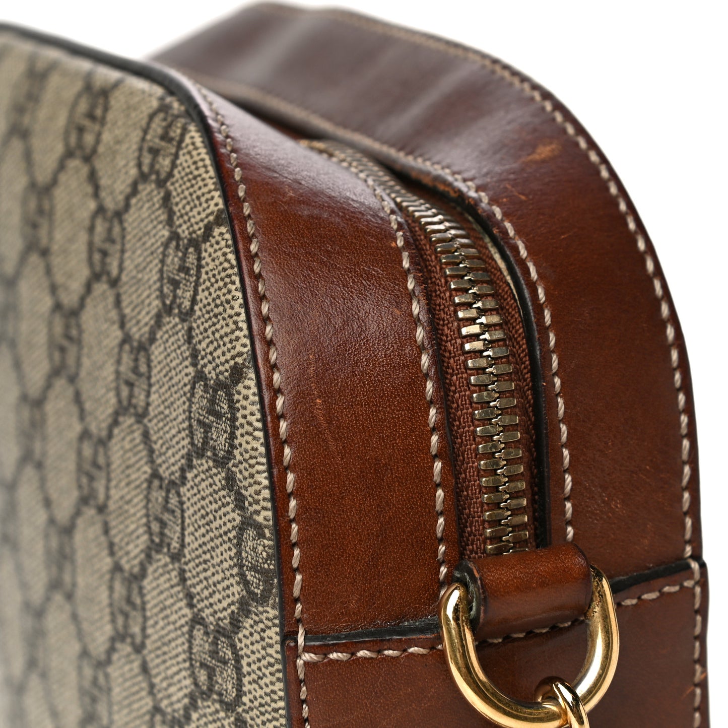 GG Supreme Monogram Cuoio Toscano Mini Chain Shoulder Bag Beige Ebony Cuir