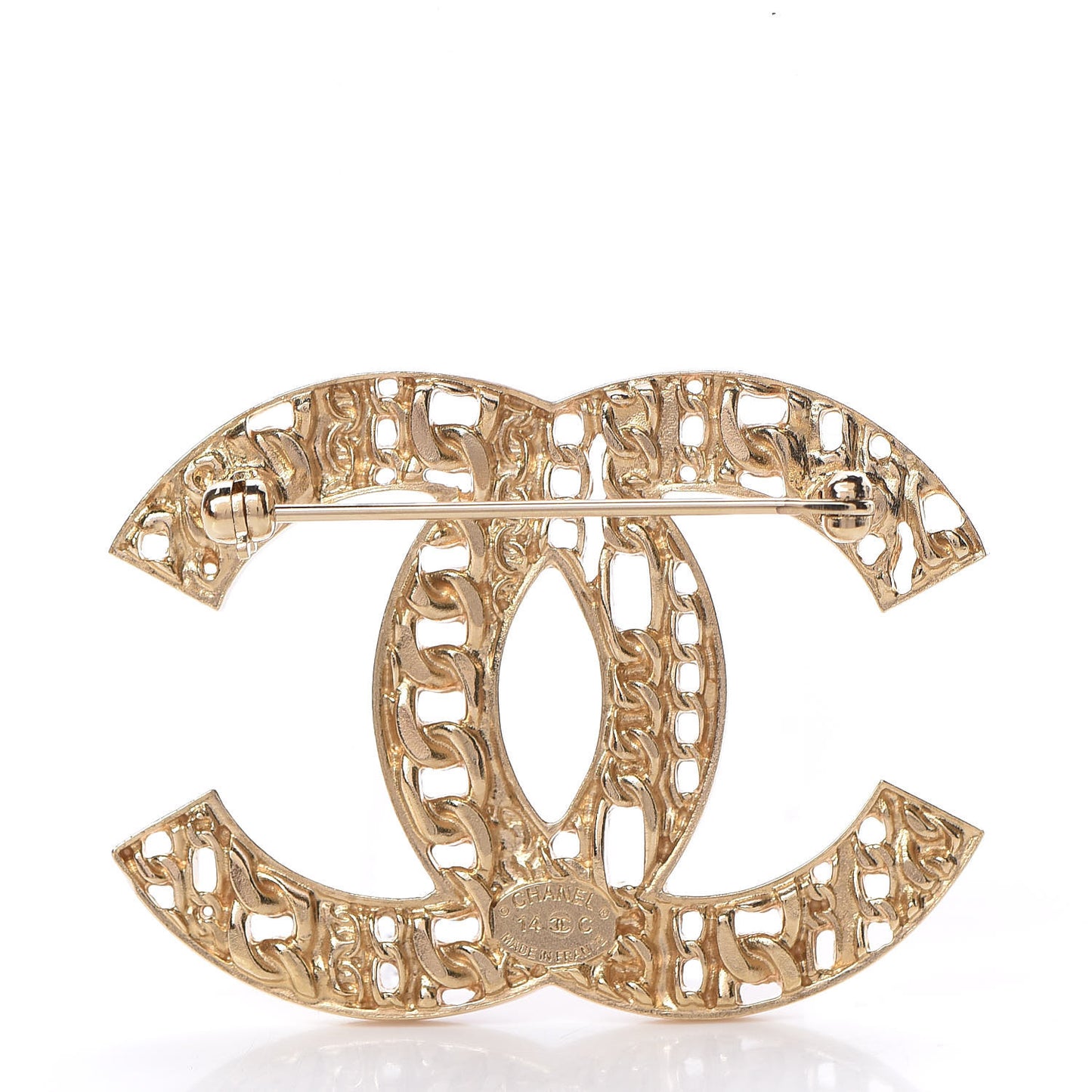Chain CC Brooch Light Gold