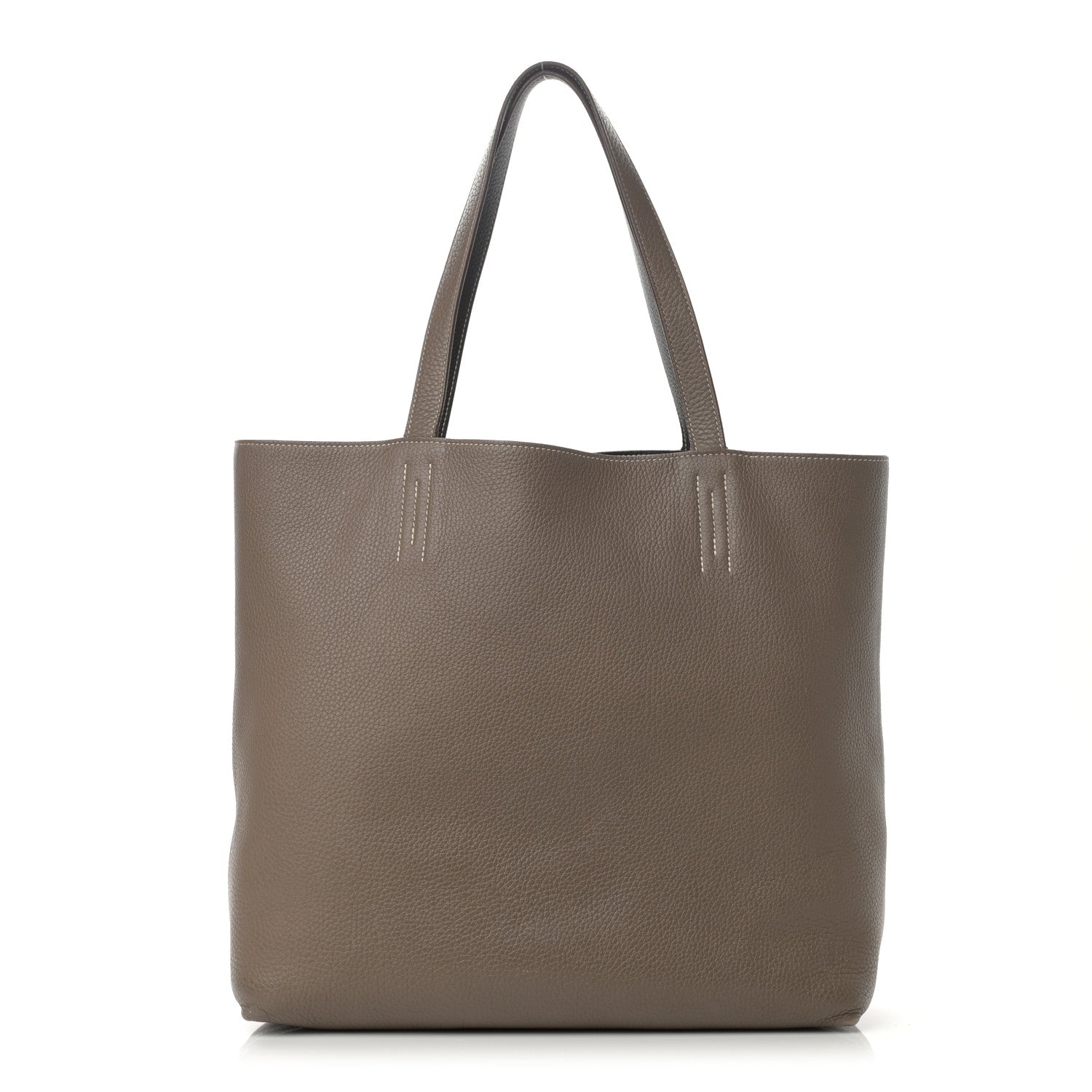 Hermes Taurillon Clemence Double Sens 36 Reversible Tote Etoupe Etain 1 of 23