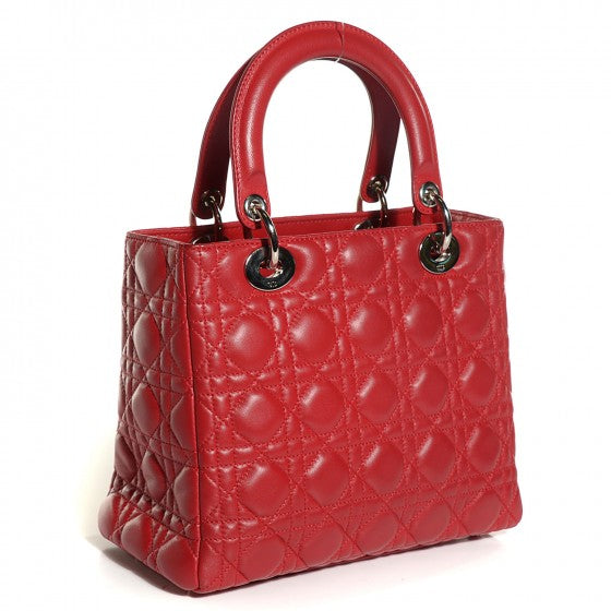 Lambskin Cannage Medium Lady Dior Red