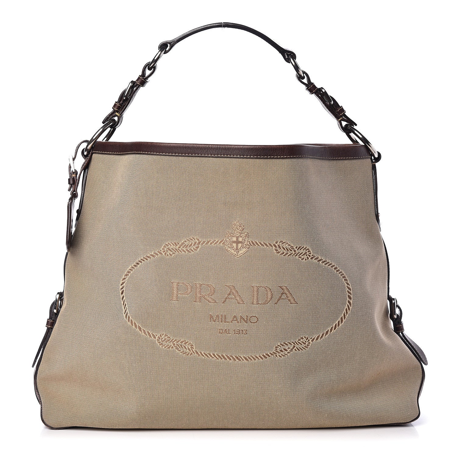 Prada Jacquard Logo Hobo Corda Moro 1 of 9