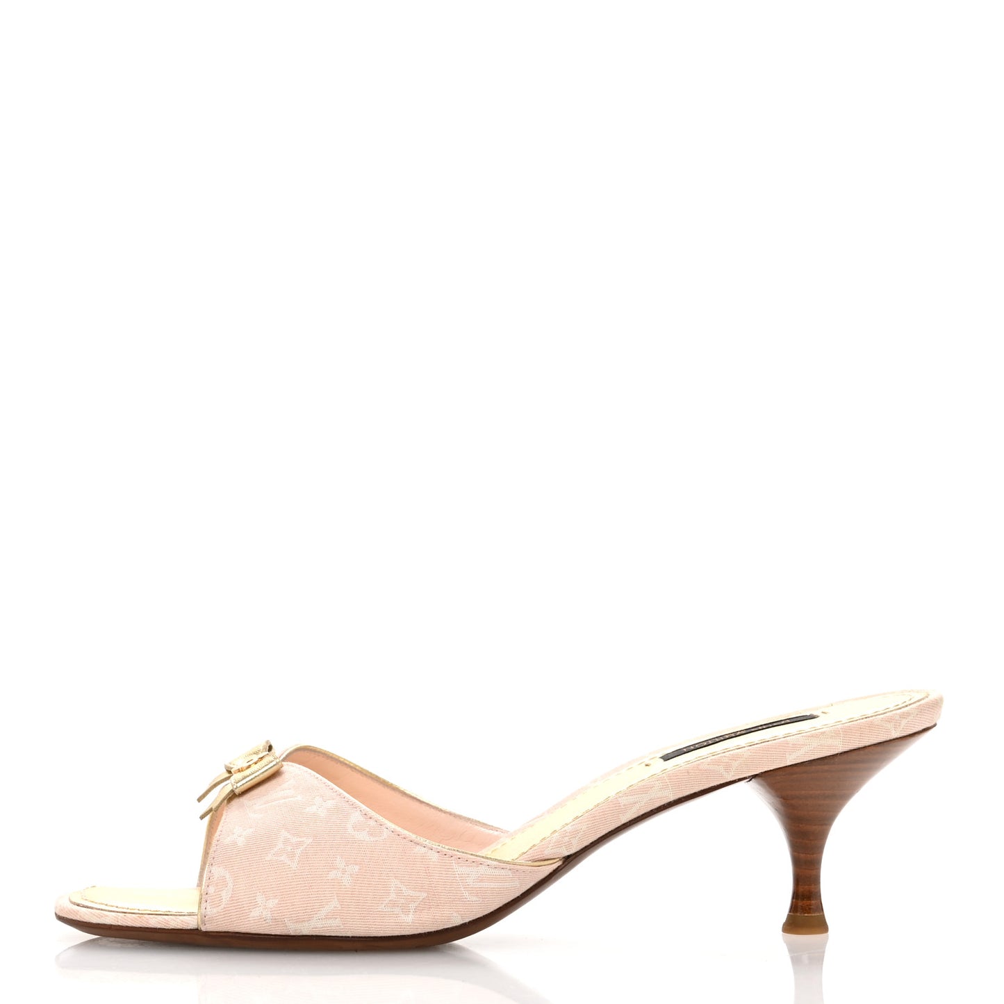 Monogram Bow Kitten Heel Sandals 39.5 Pink