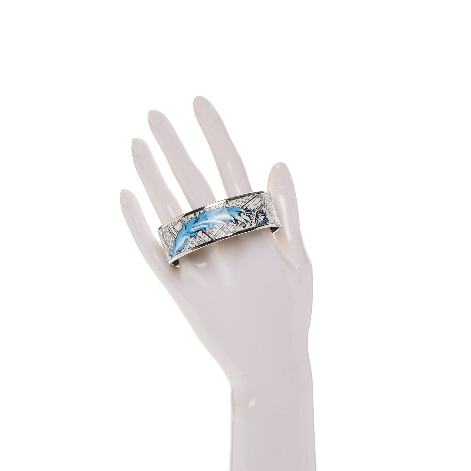 Hermes Enamel Printed Wide Mythiques Phoenix Bracelet 65 Pollen Azur 2 of 7