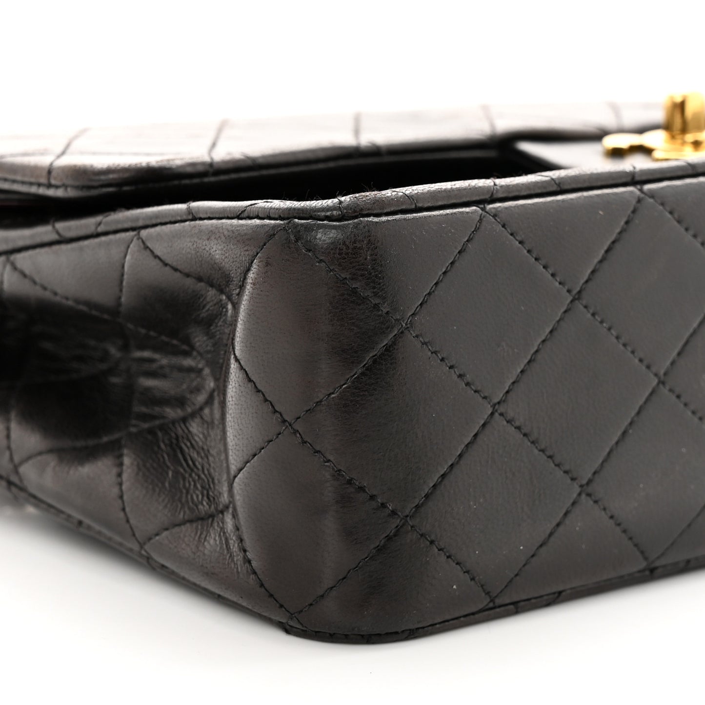Lambskin Quilted Medium Double Flap Black