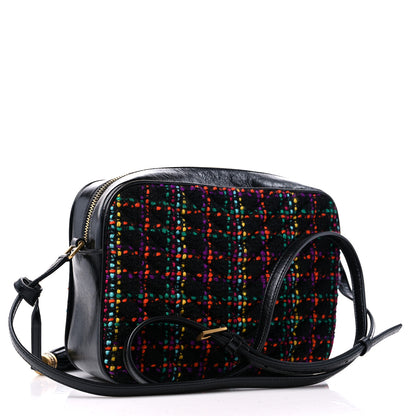 Saint Laurent Tweed Calfskin Monogram Lou Camera Bag Black 3 of 10
