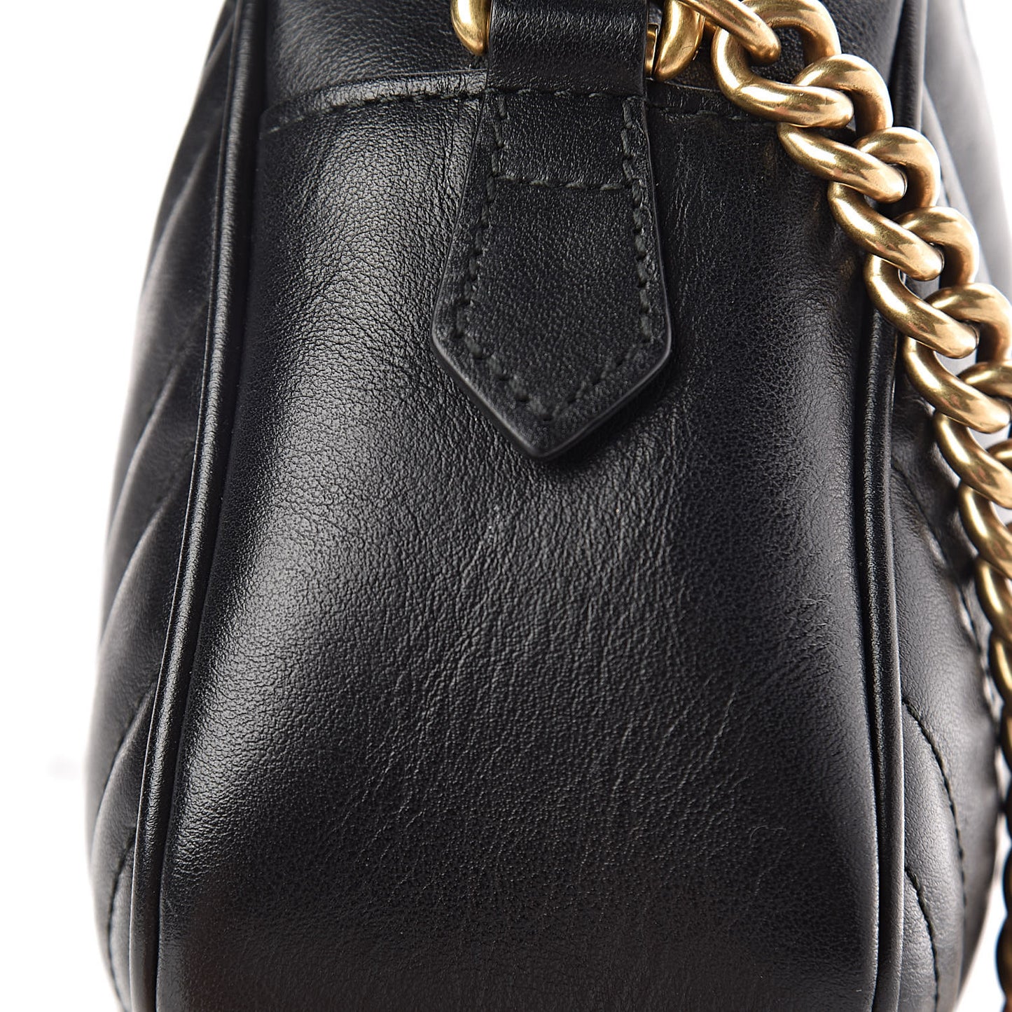 Calfskin Matelasse Small GG Marmont Chain Shoulder Bag Black