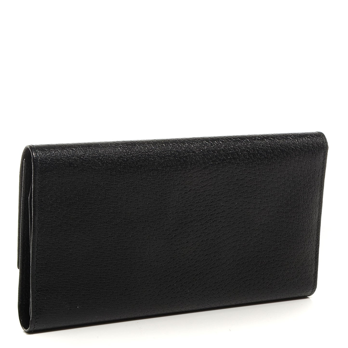 Leather Metal Bar Continental Wallet Black