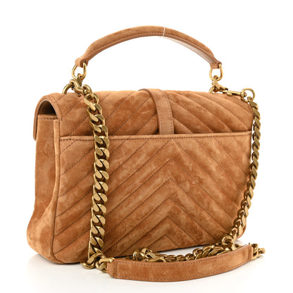 Saint Laurent Suede Matelasse Chevron Monogram Medium College Bag Cinnamon 3 of 11