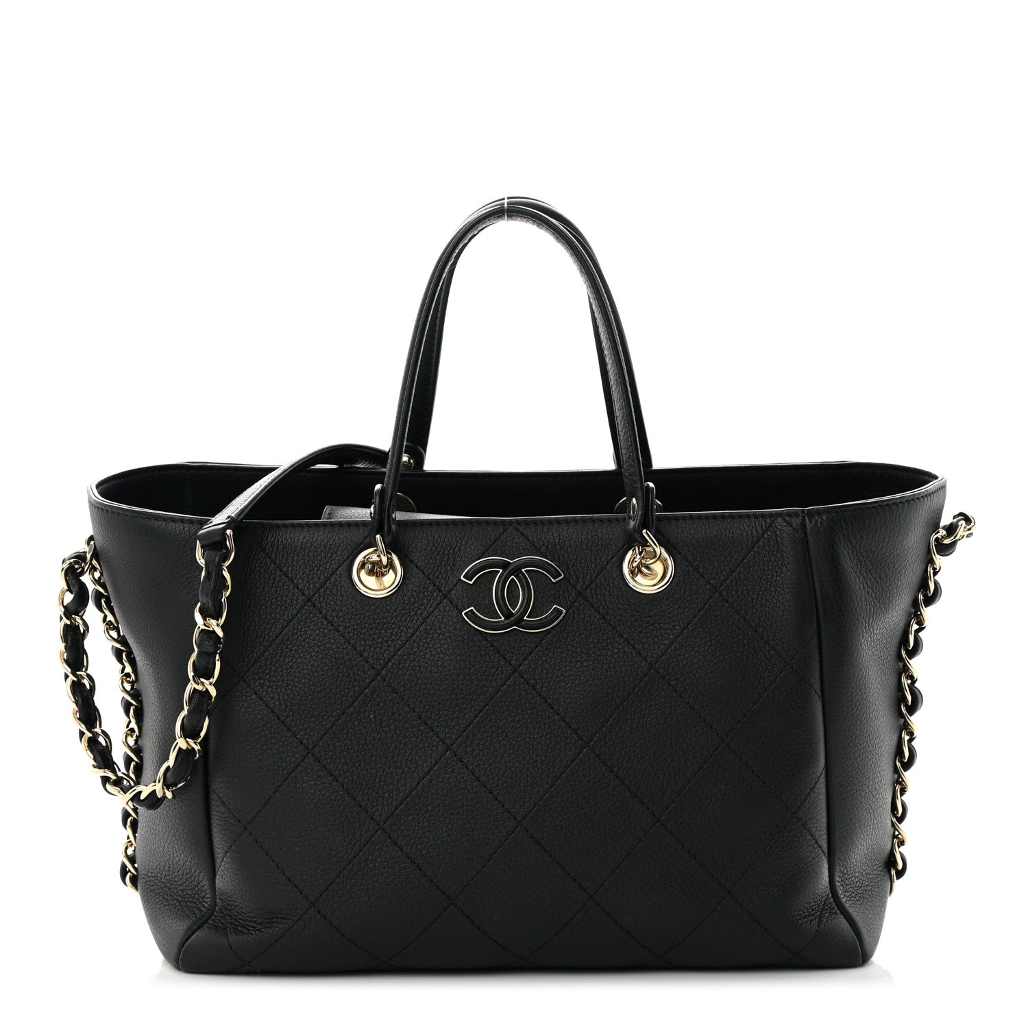 Chanel Bullskin Stitched Small Shopping Tote Black 1 of 10