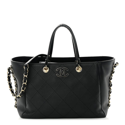 Chanel Bullskin Stitched Small Shopping Tote Black 1 of 10