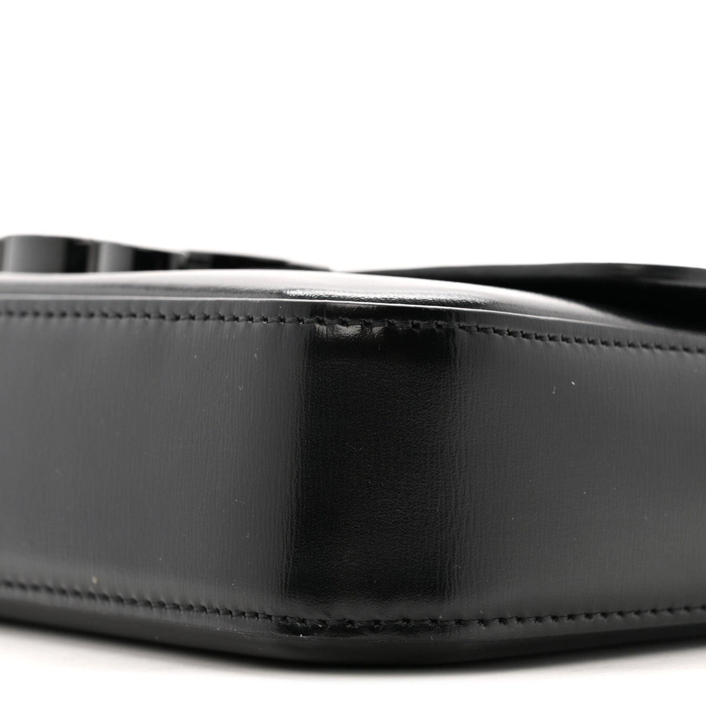 Shiny Calfskin Triomphe Chain Bag Black