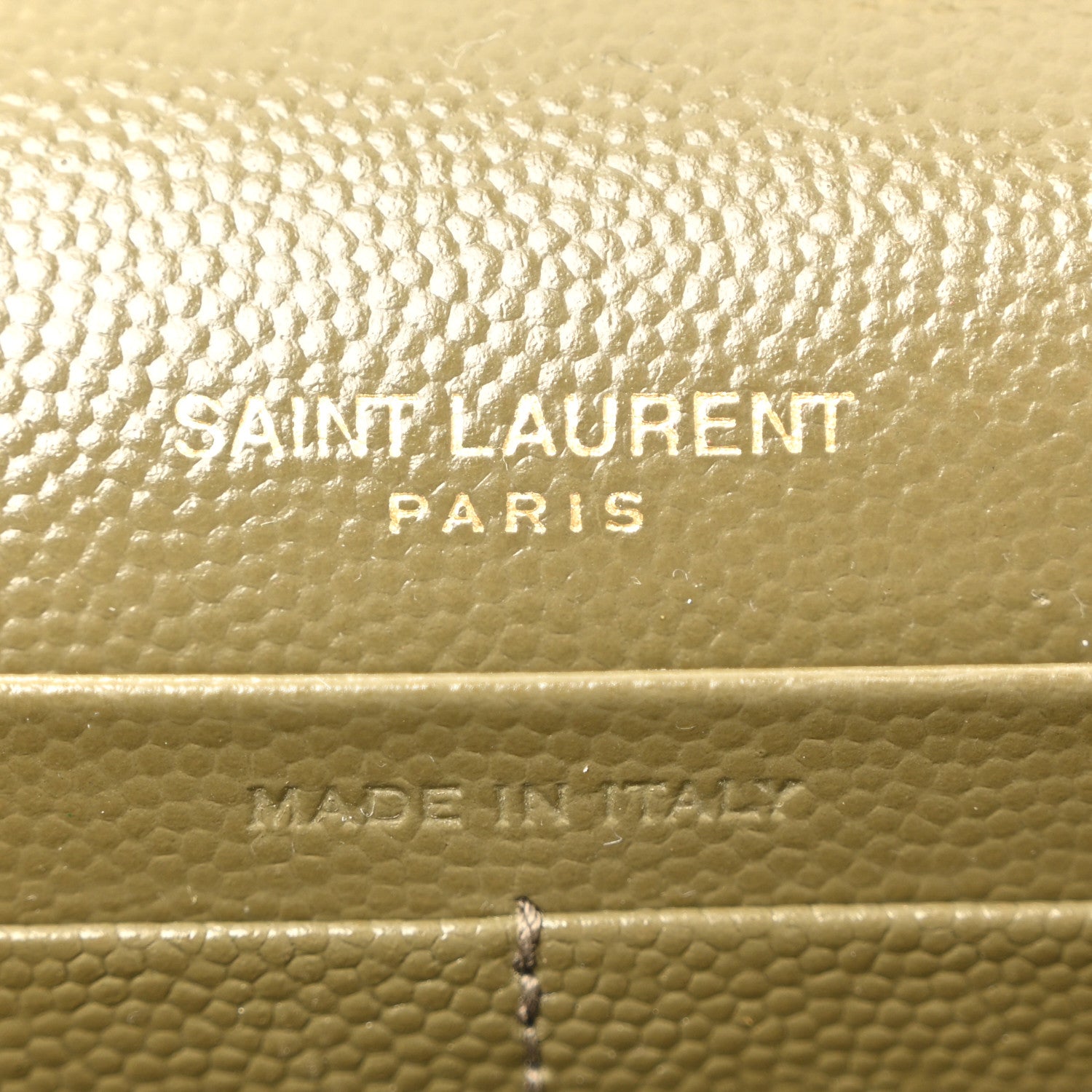 Saint Laurent Grain De Poudre Matelasse Chevron Monogram Chain Wallet Vert Kaki 6 of 9