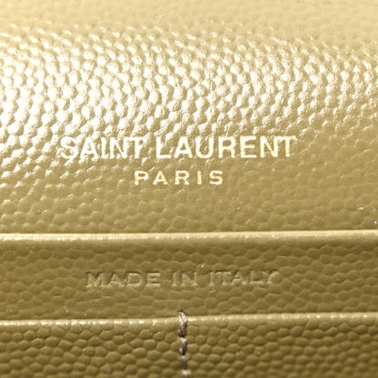 Saint Laurent Grain De Poudre Matelasse Chevron Monogram Chain Wallet Vert Kaki 6 of 9